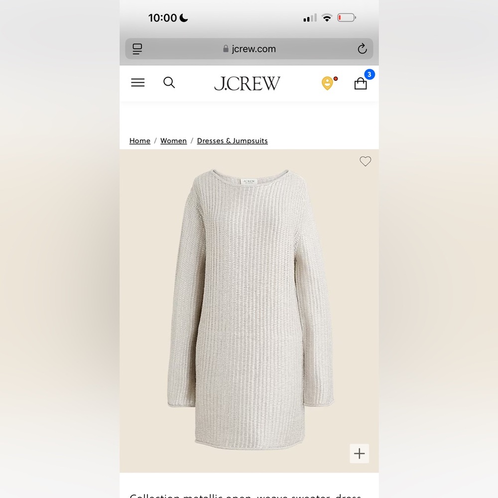 J. Crew Sparkly Silver Knit Mini Dress -NWT